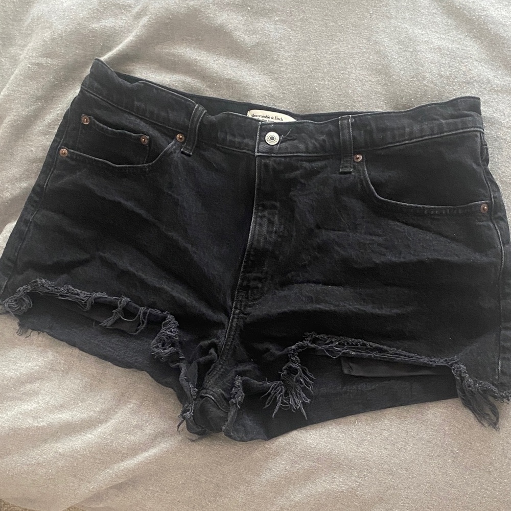 Abercrombie & Fitch Black Frayed Jean Shorts